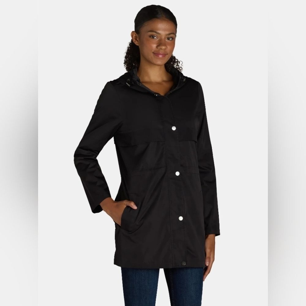 🩵NWT Black Anorak Lightweight Hooded Rain Jacket Large